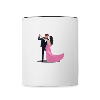 Dancing Silhouette Couple Dancers Romantic Dance - Contrasting Mug - white/black - Front