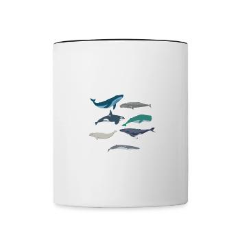 Types Of Whales Cute Ocean Mammals - Tasse zweifarbig - Weiß/Schwarz - Vorne