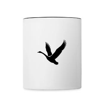 Cygne Oiseaux sauvages Style de tatouage - Mug contrasté - blanc/noir - Devant