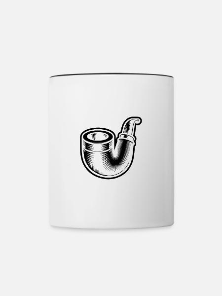 Klassische Pfeife für Pfeifenraucher - Tasse zweifarbig - Weiß/Schwarz