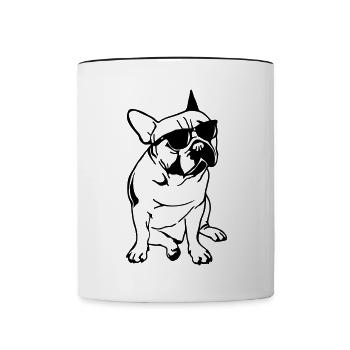 Le Bouledogue Français au soleil - Mug contrasté - blanc/noir - Devant