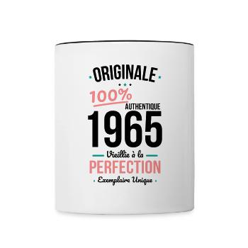 Anniversaire 60 ans - Originale 1965 - Mug contrasté - blanc/noir - Devant