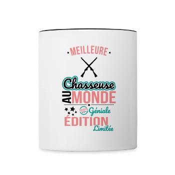 World's Best Hunter - 100% Awesome - Contrasting Mug - white/black - Front