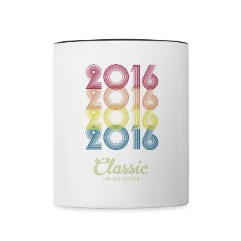 2016 Birthday born in 2016 Retro Vintage - Contrasting Mug - white/black - Front
