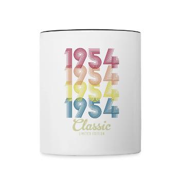 1954 Anniversaire né en 1954 Retro Vintage - Mug contrasté - blanc/noir - Devant