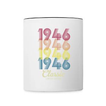1946 Birthday Born in 1946 Retro Vintage - Contrasting Mug - white/black - Front