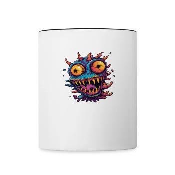 Halloween gruseliges Monster Teufel Dämon Geschenk - Tasse zweifarbig - Weiß/Schwarz - Vorne