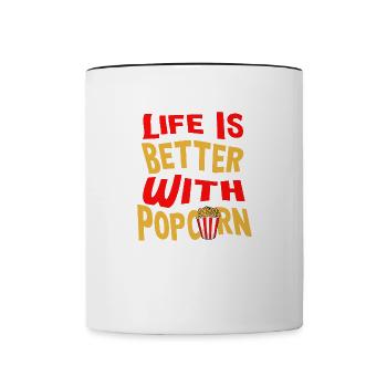 Popcorn et films Ironic Dire la vie avec du - Mug contrasté - blanc/noir - Devant