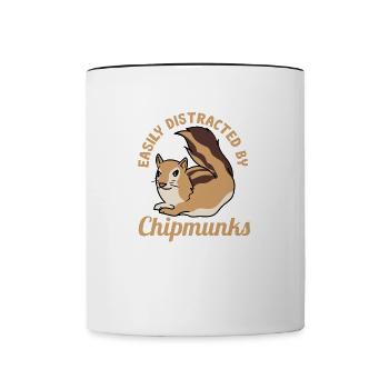 Distracted by Chipmunks Cute Forest Animal Nature - Contrasting Mug - white/black - Front
