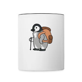 Lustiges Pinguin-Wander-Abenteuer - Tasse zweifarbig - Weiß/Schwarz - Vorne