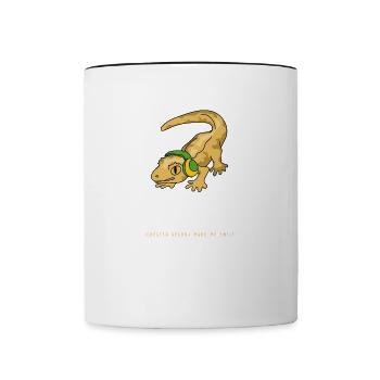 Geckos huppés et musique, musiciens drôles, - Mug contrasté - blanc/noir - Devant