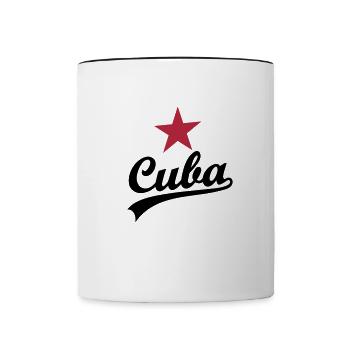 CUBA OLD SCHOOL SWOOSH RED STAR - Contrasting Mug - white/black - Front