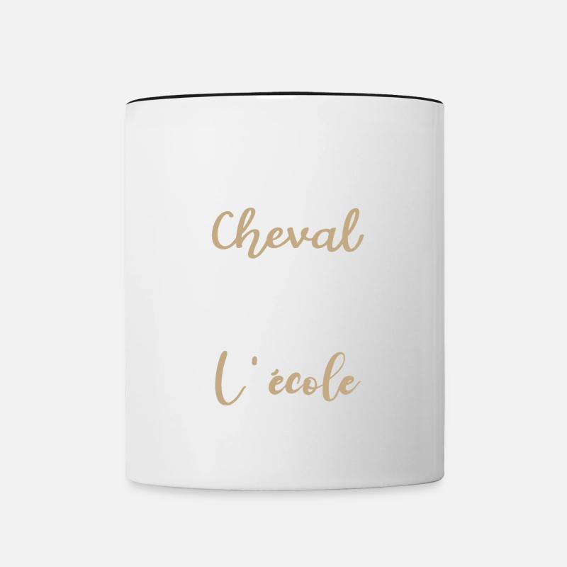 Née pour monter à cheval obligée d'aller à l'école - Mug contrasté - blanc/noir