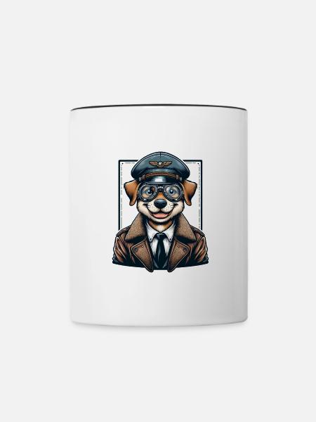 Cute Dog Pilot - Tasse zweifarbig - Weiß/Schwarz