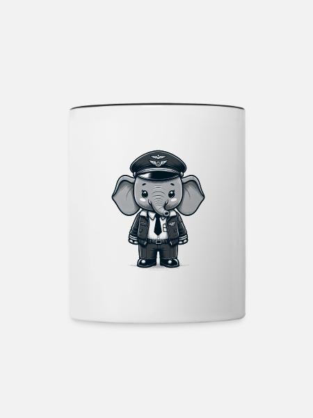 Cute Elephant Pilot - Tasse zweifarbig - Weiß/Schwarz