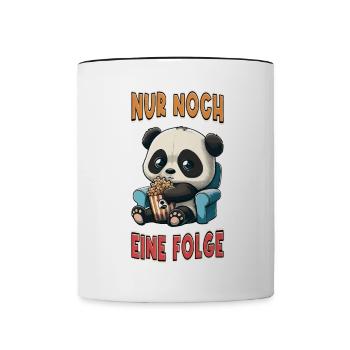 Serienjunkie Serienmarathon Panda Popcorn Couch - Tasse zweifarbig - Weiß/Schwarz - Vorne