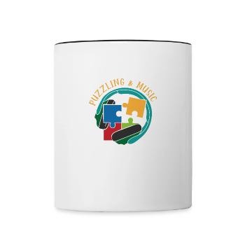Puzzling and Music Notes Hobby Musician Jigsaw - Contrasting Mug - white/black - Front