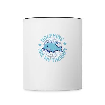 Dolphins as Therapy Cute Sea Animals - Contrasting Mug - white/black - Front