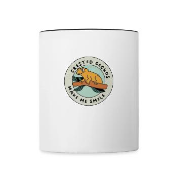Les geckos huppés me font sourire mignon lézard - Mug contrasté - blanc/noir - Devant