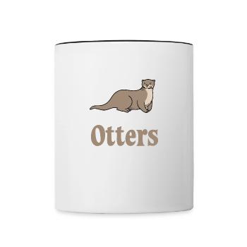 Penser aux loutres, nature, animaux marins, - Mug contrasté - blanc/noir - Devant
