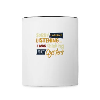 Penser aux huîtres Seafood Chef Funny Saying - Mug contrasté - blanc/noir - Devant