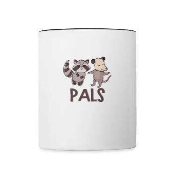 Raccoon Dancing With Opossum Cute Rodent Wild - Contrasting Mug - white/black - Front