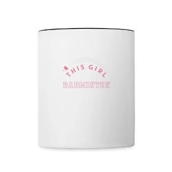 Une fille aime le badminton, les loisirs et les - Mug contrasté - blanc/noir - Devant