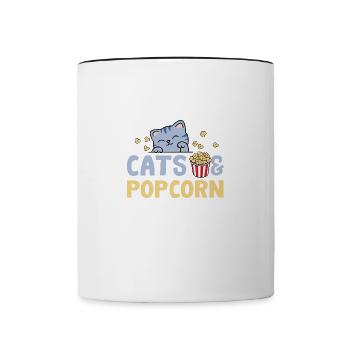 Chats et pop-corn Cute Kitty Popcorn et films - Mug contrasté - blanc/noir - Devant