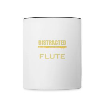 Distracted by my Flute Ironic Classical Musician - Contrasting Mug - white/black - Front