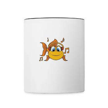 Goldfish Listening Music Kopfhörer Clef - Tasse zweifarbig - Weiß/Schwarz - Vorne