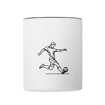 Minimalist Football Player Silhouette - black - Contrasting Mug - white/black - Front