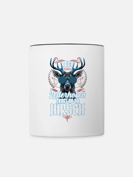 Mei Lederhosn is in da Wäsch Lederhose Ersatz - Tasse zweifarbig - Weiß/Schwarz