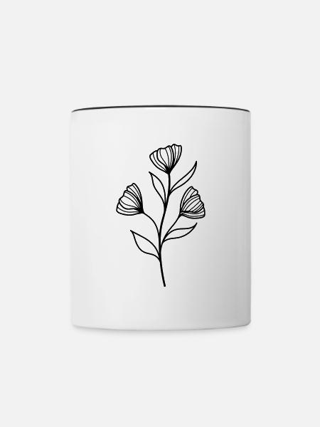 simple Wildblume - Tasse zweifarbig - Weiß/Schwarz
