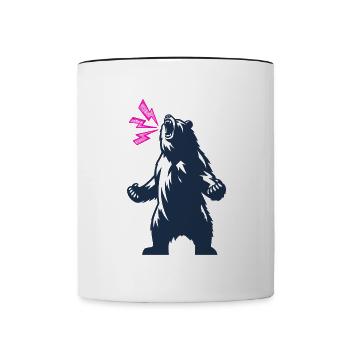 Néon ours rugissant - Mug contrasté - blanc/noir - Devant