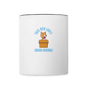 Garçon aime sauver des animaux Sauver des chats - Mug contrasté - blanc/noir - Devant