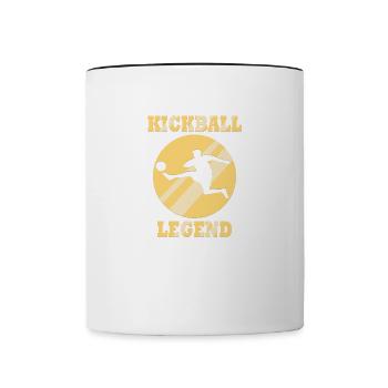 Lustiges Sprichwort Kickball spielen Ballsport - Tasse zweifarbig - Weiß/Schwarz - Vorne