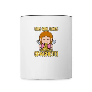 Girl Likes Spaghetti Team Pâtes Nouilles Cuisine - Mug contrasté - blanc/noir - Devant