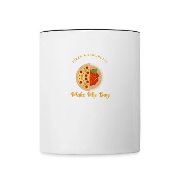 Pizza and Spaghetti Completti Ironic Saying Pasta - Contrasting Mug - white/black - Front