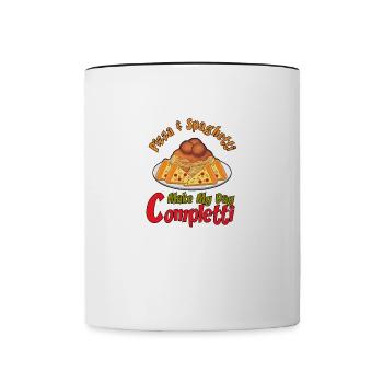Pizza und Spaghetti Completti Ironic Zitat Pasta - Tasse zweifarbig - Weiß/Schwarz - Vorne