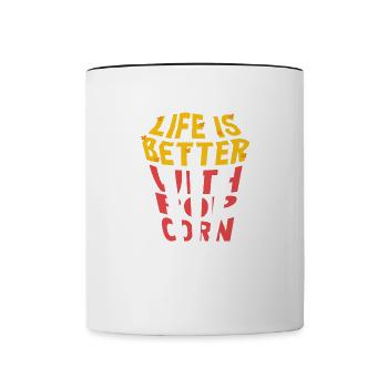 Leben mit Popcorn und Filmen Maisessen - Tasse zweifarbig - Weiß/Schwarz - Vorne