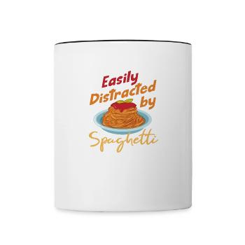 Distrait par les spaghettis Manger des pâtes - Mug contrasté - blanc/noir - Devant