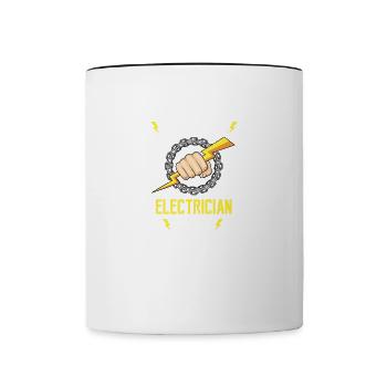 Elektriker ironisches Zitat Elektroarbeiter - Tasse zweifarbig - Weiß/Schwarz - Vorne