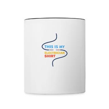 Lustiges Sprichwort „Elektriker Worker - Tasse zweifarbig - Weiß/Schwarz - Vorne