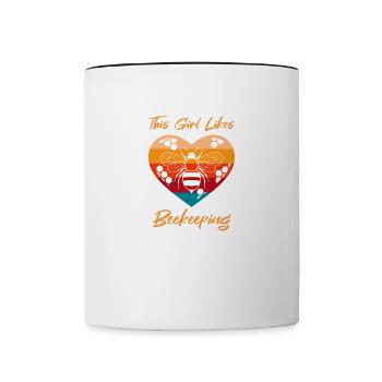 Fille aime l'apiculture Funny Apicer Honey - Mug contrasté - blanc/noir - Devant