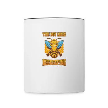 Un garçon aime l'apiculture, la faune, le miel - Mug contrasté - blanc/noir - Devant