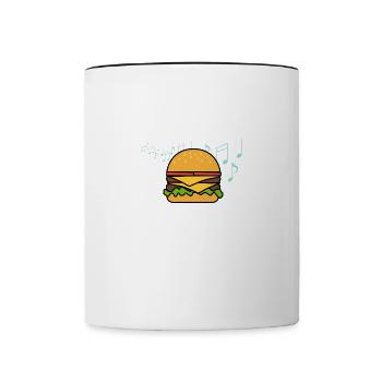 Hamburgers et musicien de musique Ironic Burger - Mug contrasté - blanc/noir - Devant