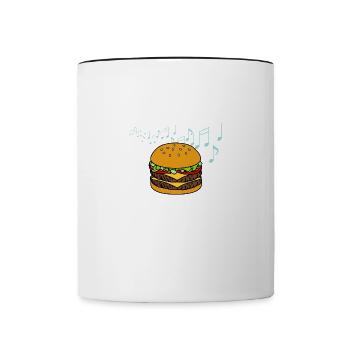 Hamburgers et notes de musique Musician - Mug contrasté - blanc/noir - Devant