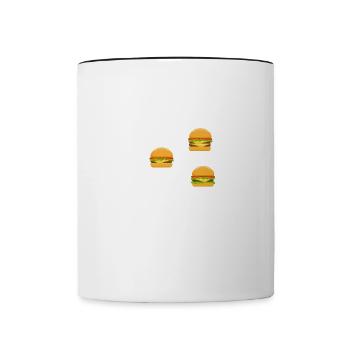 Hamburgers, notes de musique, musicien, Ironic Bur - Mug contrasté - blanc/noir - Devant