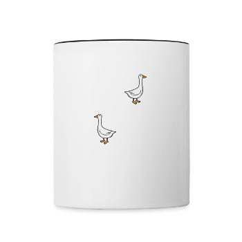 Distracted by Geese Cute Goose Funny Quote - Contrasting Mug - white/black - Front