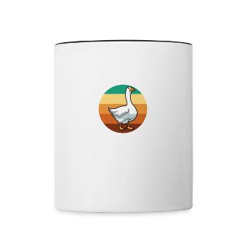 Oies sourient, dicton ironique, oiseau sauvage, - Mug contrasté - blanc/noir - Devant